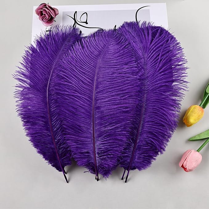 THARAHT Purple Ostrich Feathers 12pcs Natural Bulk 8-10Inch 20cm-25cm - Image 4