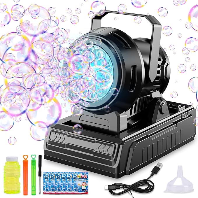 SHCKE Automatic Bubble Machine 10 Holes Bubble Blower, Plug in or Battery by HOME