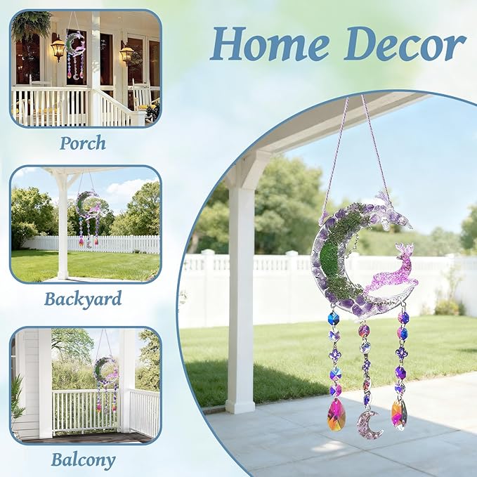 TUOKING Crystal Suncatchers for Window Purple Deer Dreamy Crystal Natural Stone - Image 3