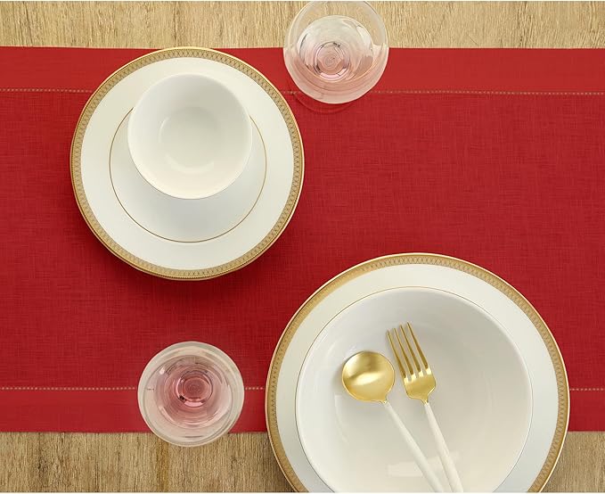 Solino Home Linen Red Table Runner 132 Inches Long - Image 8