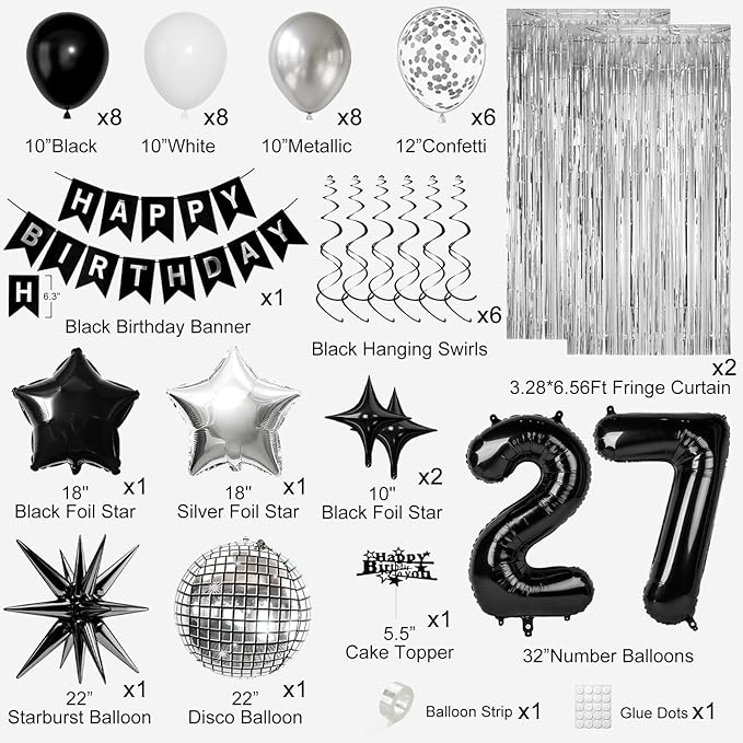 27th Birthday Decorations for Men Women, Fringe Curtains Kit - Image 2