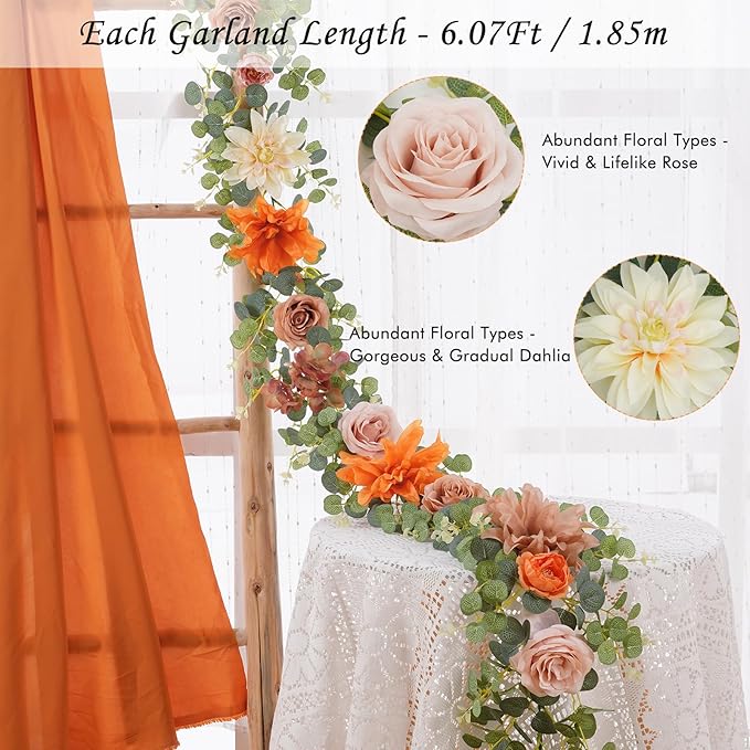 Waipfaru Fall Garland Decor, 6.07Ft Eucalyptus Flower Garland - Image 2