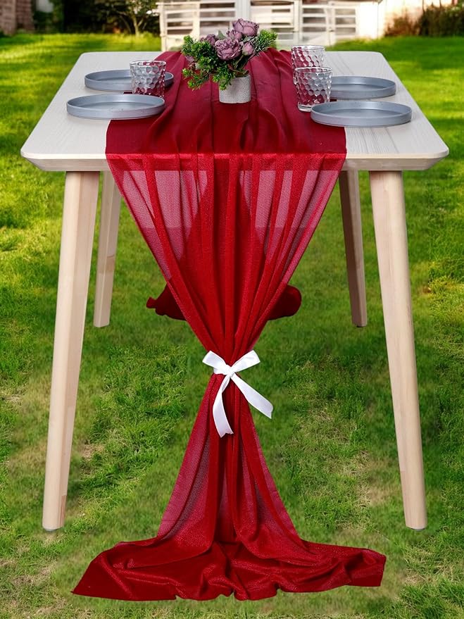 MDS 15 Pack 10ft Chiffon Table Runner 29 x 120 Inches Sheer Wedding Runner by MDS