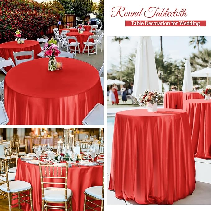 fani 12 Pack 108 Inch Red Satin Tablecloth - Image 7