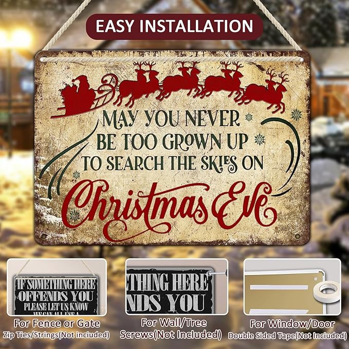Christmas Sign Wall Art Vintage May You Never to Too Grown Up to Search The - Image 3