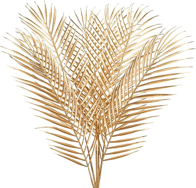 29” Large Gold Palm Leaves Palm Fronds Tropical Leaves Areca Palm Branches by DILATATA