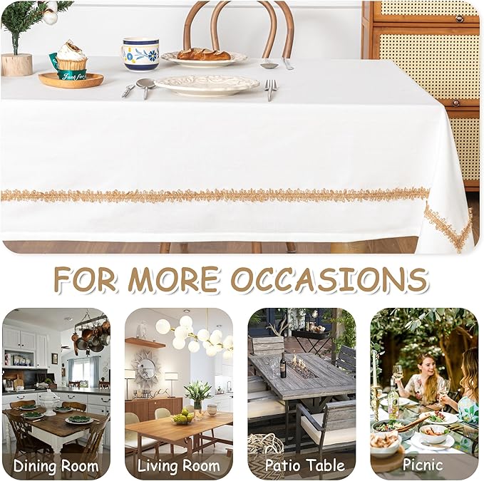 MYSKY HOME Rectangular Table Cloth, Waterproof, Soft Cotton/Polyester Blend - Image 7