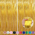Crosize 2 Pack 3.3 x 9.9 ft Gold Foil Fringe Curtains Party Decorations by Crosize