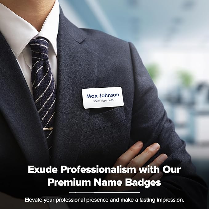 Name Tag, Magnetic White and Blue Name Tags, Personalized Name Tags, 1.5x3 - Image 2
