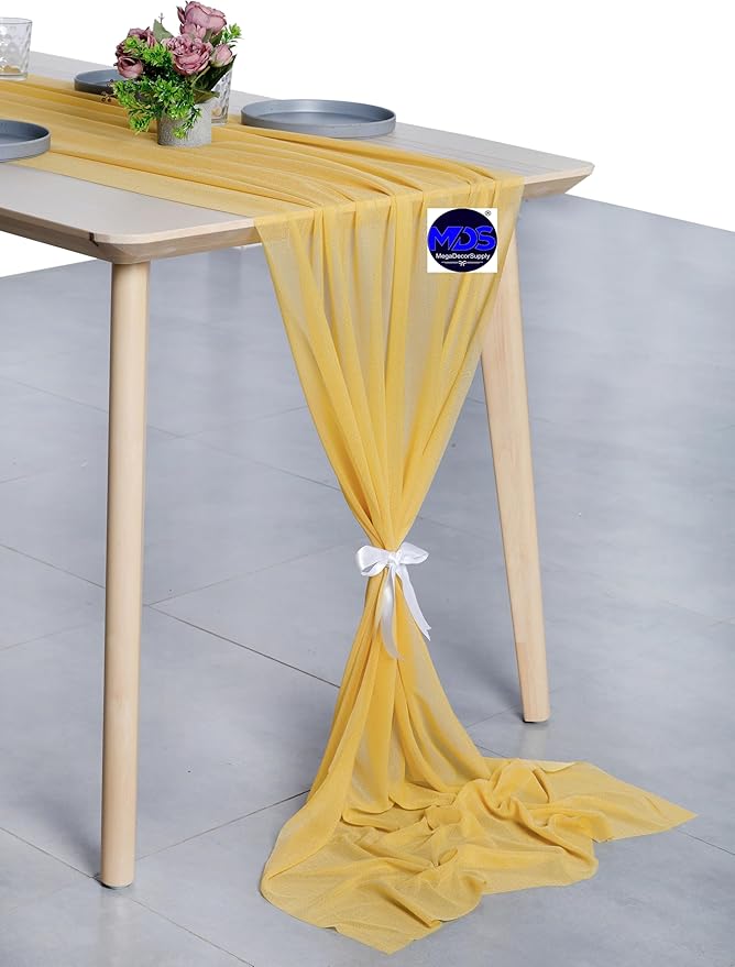 MDS 2 Pack 14ft Chiffon Table Runner 29 x 170 Inches Sheer Wedding Runner - Image 3