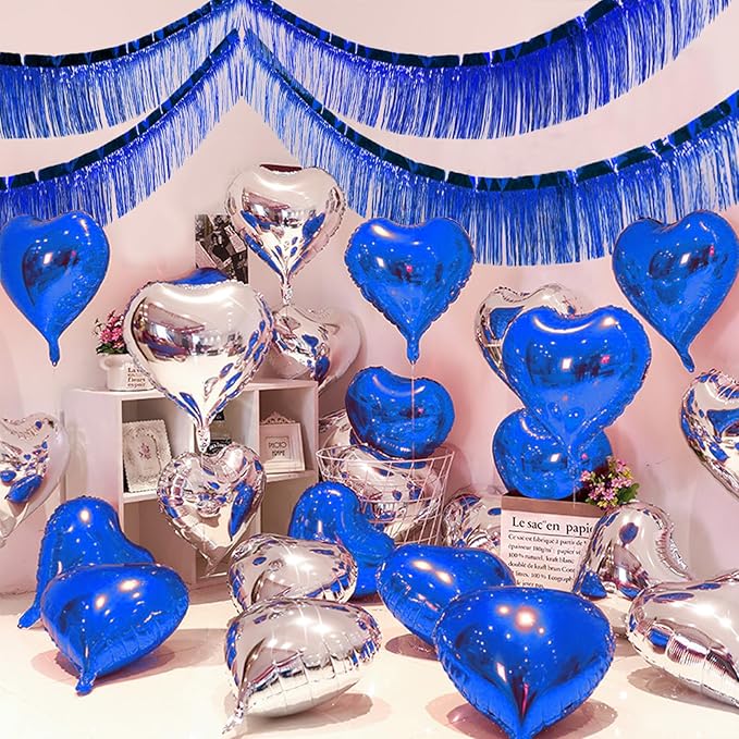 Blue Foil Fringe Garland 10FT 6packs, Metallic Foil Tinsel Fringe Banners - Image 6