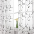 VISIONTEX Sheer Curtains 72 Inch Length 2 Panels, Decor Iron Grey Vine Leaves by VISIONTEX