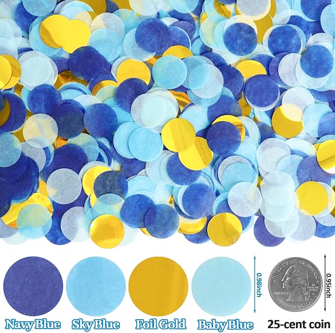 RYKOMO 10000 Pieces 1 Inch Round Tissue Paper 3.5oz Table Confetti Dots Blue - Image 2