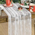 Artoid Mode Silver Snowflakes Christmas Gauze Table Runner 120 Inch 10FT by ArtoidMode