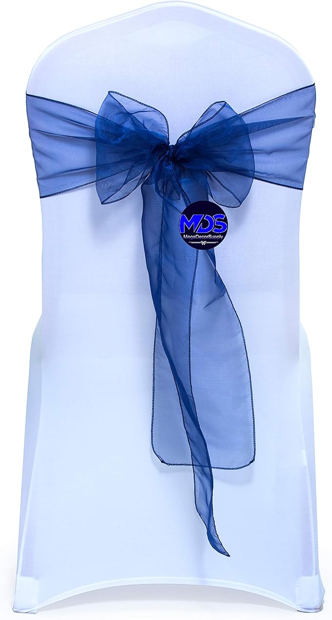 MDS Pack of 250 PCS Organza Chair Sashes Wider Dining Chair Bows Ribbon Tie Back by MDS