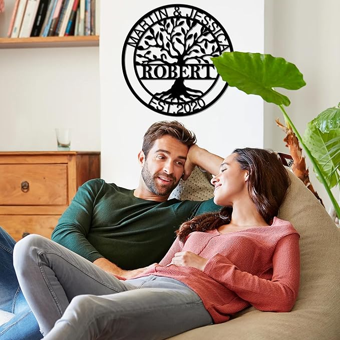 Personalized Wedding Gift for Couple, Custom Metal Tree of Life Wall Art Sign - Image 3
