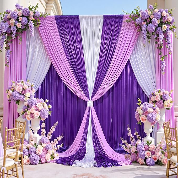 10x10 ft Glitter Purple Backdrop Curtain - Image 9