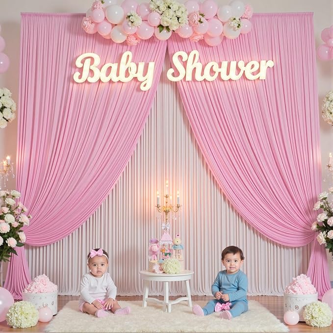50×12ft Wrinkle Free Pink Backdrop Curtain - Image 6