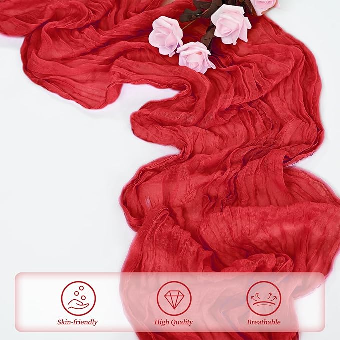 20 Pack Red 10FT Cheesecloth Table Runner Rustic Gauze Fabric Cheese Cloth - Image 5