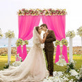 DUOBAO Hot Pink Chiffon Backdrop Curtain-2 Panels 29"x108" Wedding Backdrop by DUOBAO