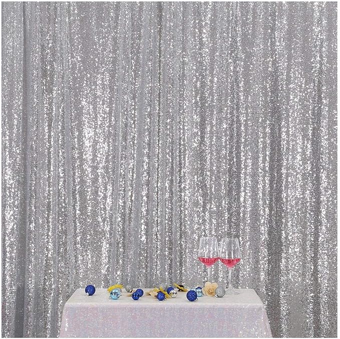 Poise3EHome Silver Sequin Backdrop, 4FT x 7FT Sequin Photography Backdrop by Poise3EHome