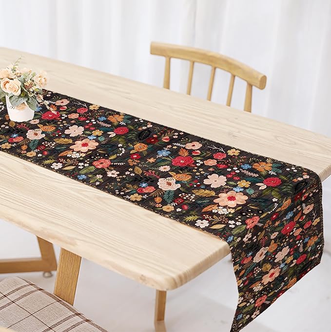 OYIMUA Boho Floral Summer Table Runner 13 x 72 Inches Colorful Flower Runners - Image 3