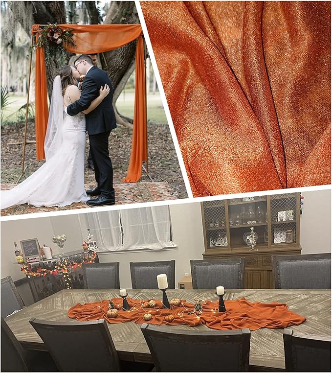 Arch Drapes for Wedding Arch Draping Fabric 6Panels Terracotta Sheer Backdrop - Image 9