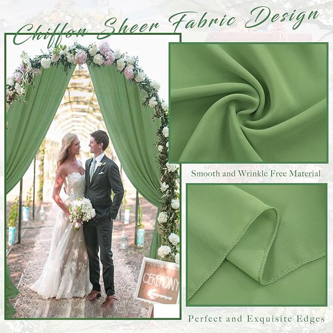 Wedding Arch Draping Fabric 4 Panels 20Ft length x 28" width Sage Green Arch - Image 4