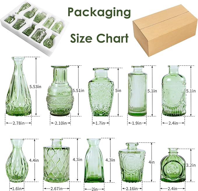 Vintage Small Glass Vases Set of 10, Mini Bud Vases - Image 6