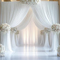 10ftx14FT Wrinkle Free White Backdrop Curtain, 2 Panels 14FT Height White by LeegleriTableSkirt