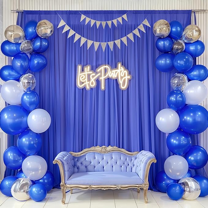 10ft x 10ft Royal Blue Backdrop Curtains, Wrinkle-Free Sheer Chiffon Fabric - Image 8