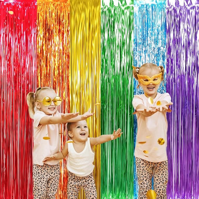 GOER 3.2 ft x 8.2 ft Metallic Tinsel Foil Fringe Curtains Party Photo Backdrop - Image 2