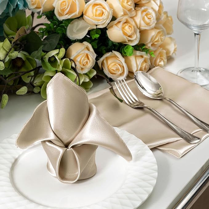 36 Pack Square Satin Dinner Napkins, 16x16 Inches Silky Soft Smooth Table Cloth - Image 6