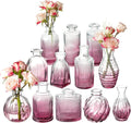 Bud Vases Set of 12, Small Purple Vase Glass Vases by PHUNTTEK