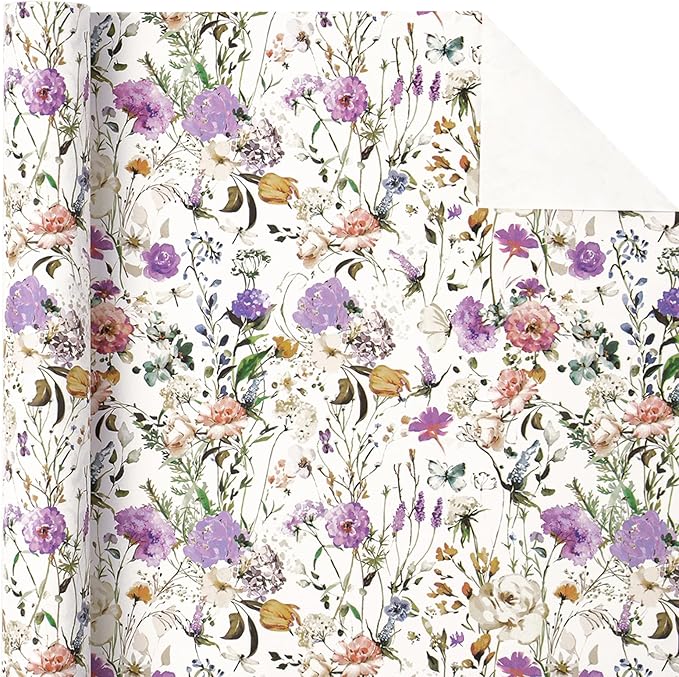 WRAPAHOLIC Kraft Floral Wrapping Paper Roll - Image 2