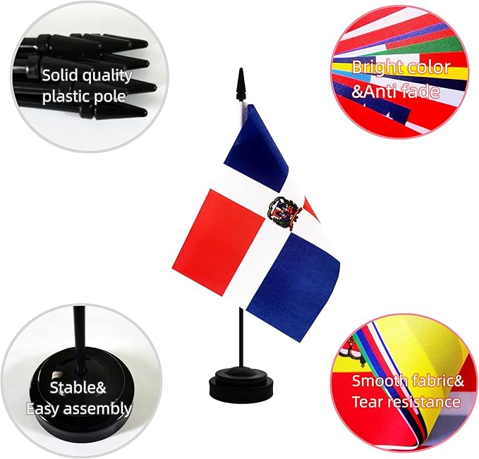 2 Pack Dominican Republic Desk Flag, 5.5x8.2 Inches, Double Sided, Home Office - Image 3