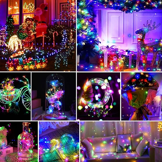 pozzolanas 100 Pack Multicolor Battery Operated String Lights - 7ft Waterproof - Image 7