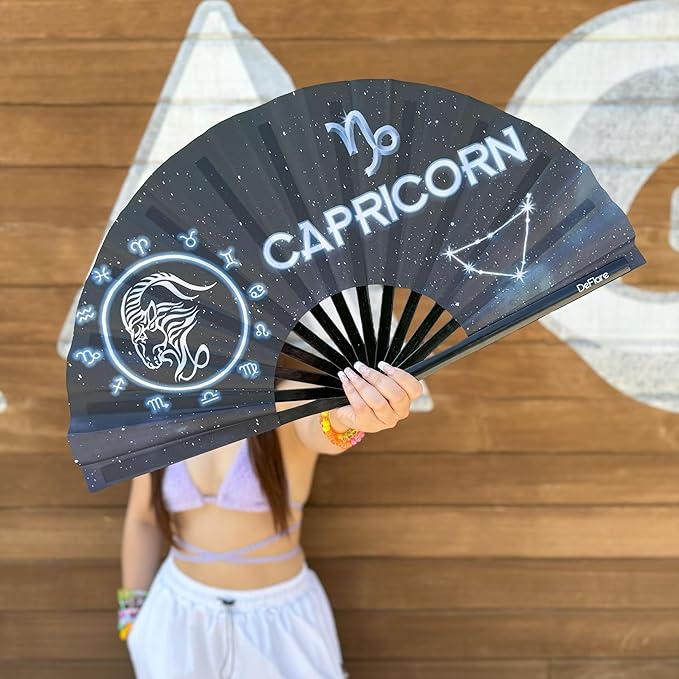 DeFlare | Cosmic Zodiac Rave Fan | Zodiac Sign Hand Fan | Astrology Rave Fan | - Image 4