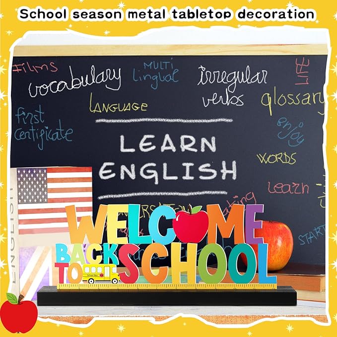 Welcome Back to School Metal Sign First Day of School Table Decor Metal Word - Image 6