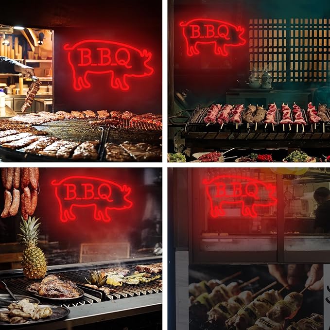 BBQ Pigs LED Neon Sign, Cute Pig LED Light - Image 9