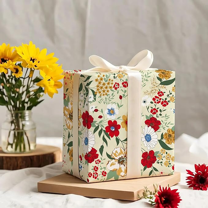 WRAPAHOLIC Floral Wrapping Paper Roll - Image 4