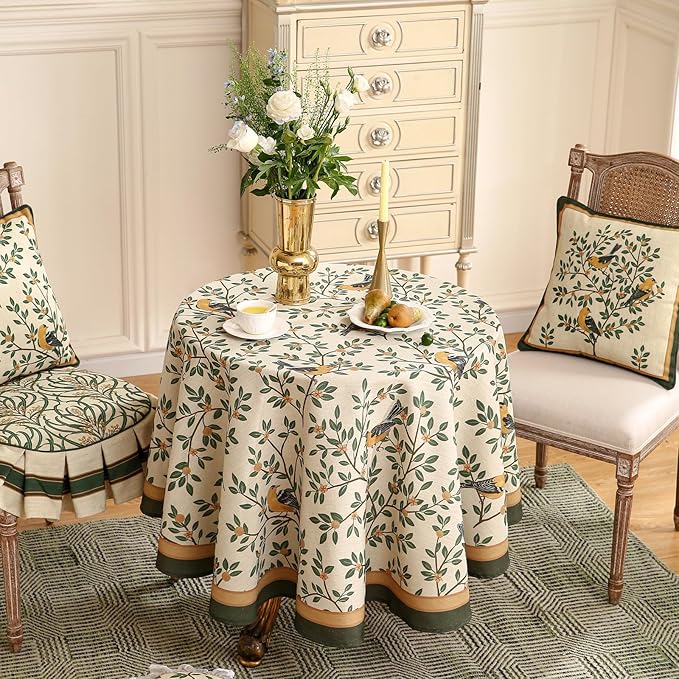 patdrea Designer Vintage Linen Round Table Cloth, Durable Breathable Cover Fall - Image 5
