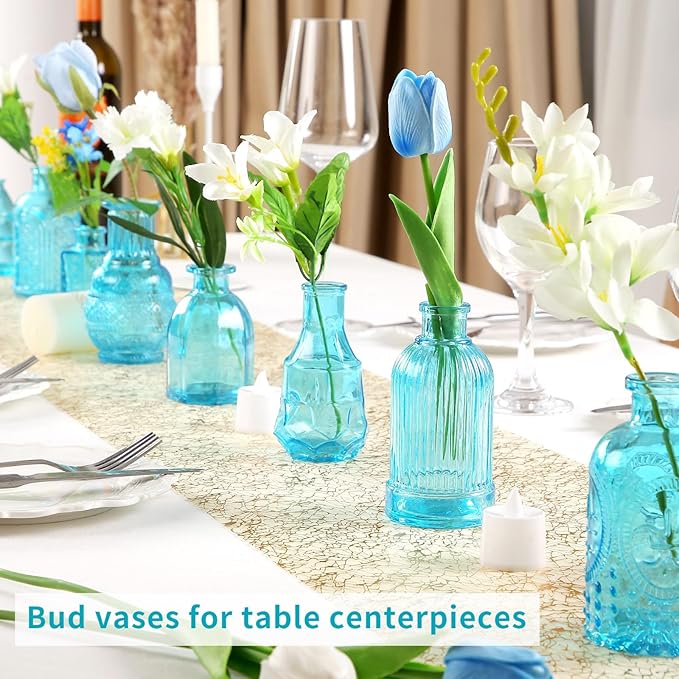 Glass Bud Vase Set, Mini Vases for Flowers, Bulk Vintage Mini Vases for - Image 3