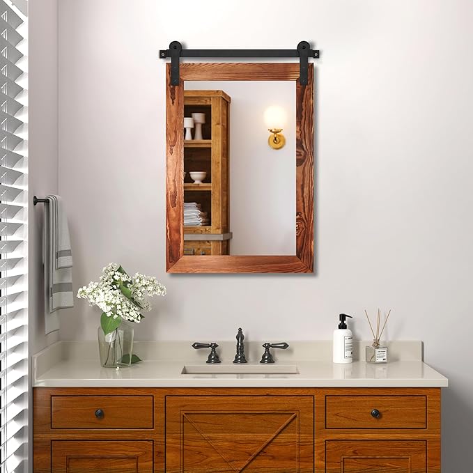 COGOOD Farmhouse Barn Door Wall Mirror - Image 2