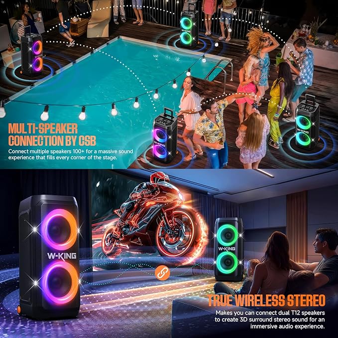 W-KING Portable Speaker Bluetooth Partybox Loud, 370W MAX Pro Sound, Deepest - Image 5