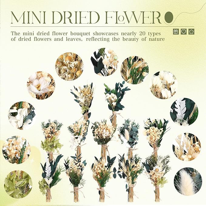 Layhit 12 Pack Boho Dried Flower Bouquet Mini Wedding Handmade Dry Flowers Decor - Image 6