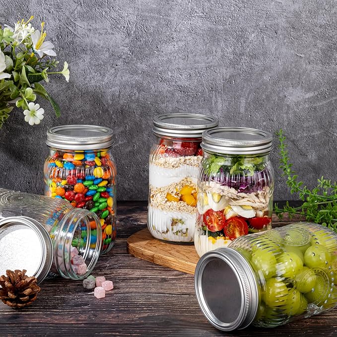 WELLIFE Wide Mouth Mason Jars, Wedding Favors, Meal Prep, Yogurt & Decor - Image 4