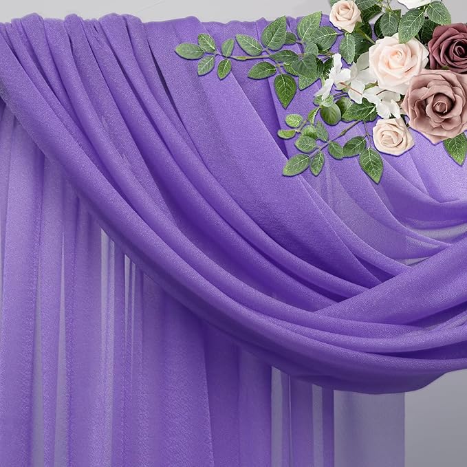 Wedding Arch Draping Fabric 6 Panels 28.7" x 20FT Lavender Purple Sheer Chiffon - Image 4