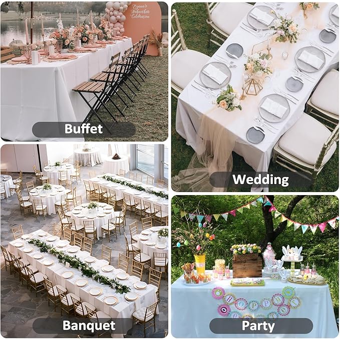 8 Pack White Table Cloth 90 x 156 Inch Rectangular Tablecloths - Image 6