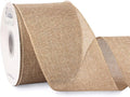 Ribbli Natural Burlap Wired Ribbon, 4” Inch x Continuous 20 Yard, Wired Edge by Ribbli